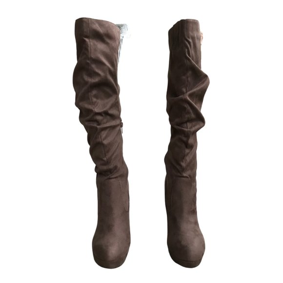 Brown Suede Heel Boots - Picture 2 of 3